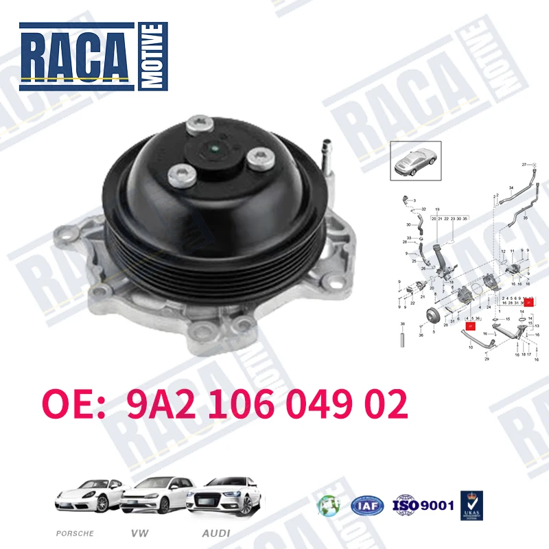 

For Porsche 911 991 992 2012-2024 Cooling water pump 9A210604902 0PB121005C 0PB121005A 0PB121010D