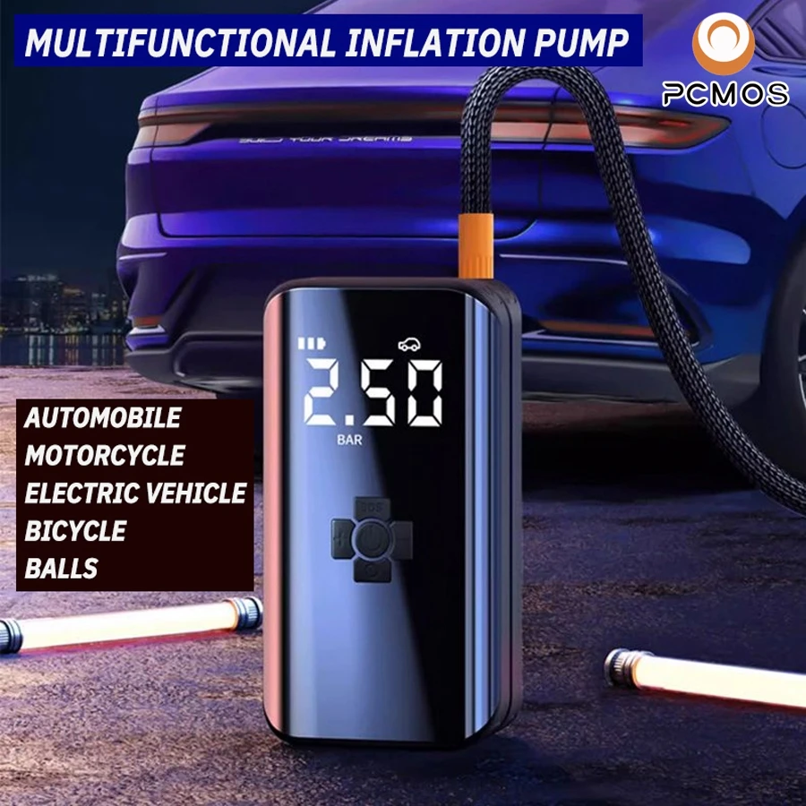 PCMOS 1Set Car Mounted Inflation Pump Portable Wireless Automobile Tire Electric Sedan High Power and Pressure Pump