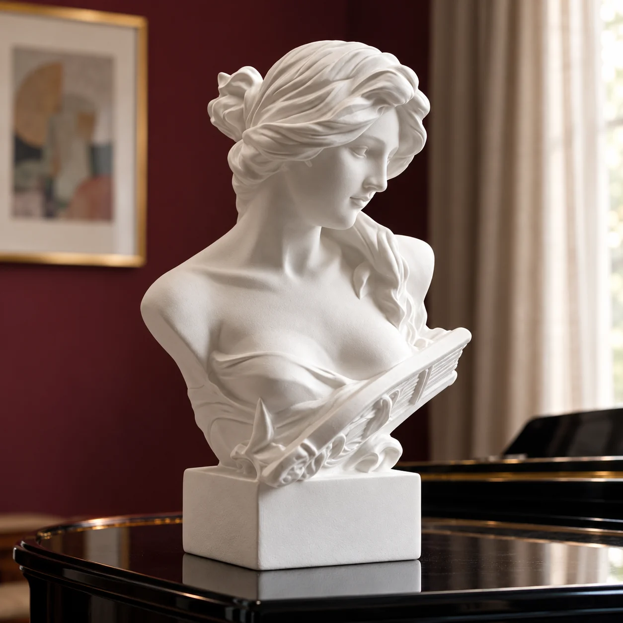 White Resin Classical Female Bust Statue, Classic Artistic Design, Perfect for Home Decor, Desk Display, Bookshelf Decoration