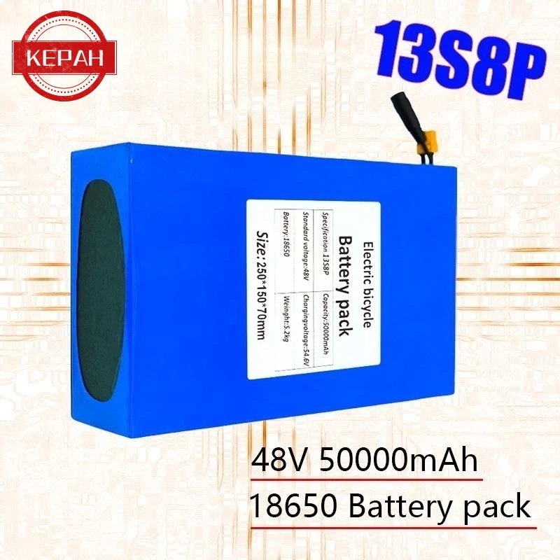 Akumulator 13 s8p 48V 50000mAh 18650 akumulator litowy 13 s8p 1000W baterii zbudowany W 50A BMS