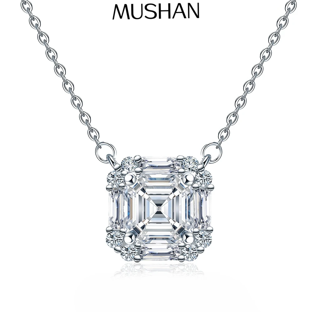 MuShan Brand Jewelry 925 Sterling Silver Chain Pendant Necklace Pear Moissanite Nickel Free for Bride Platinum Plated MST Patent