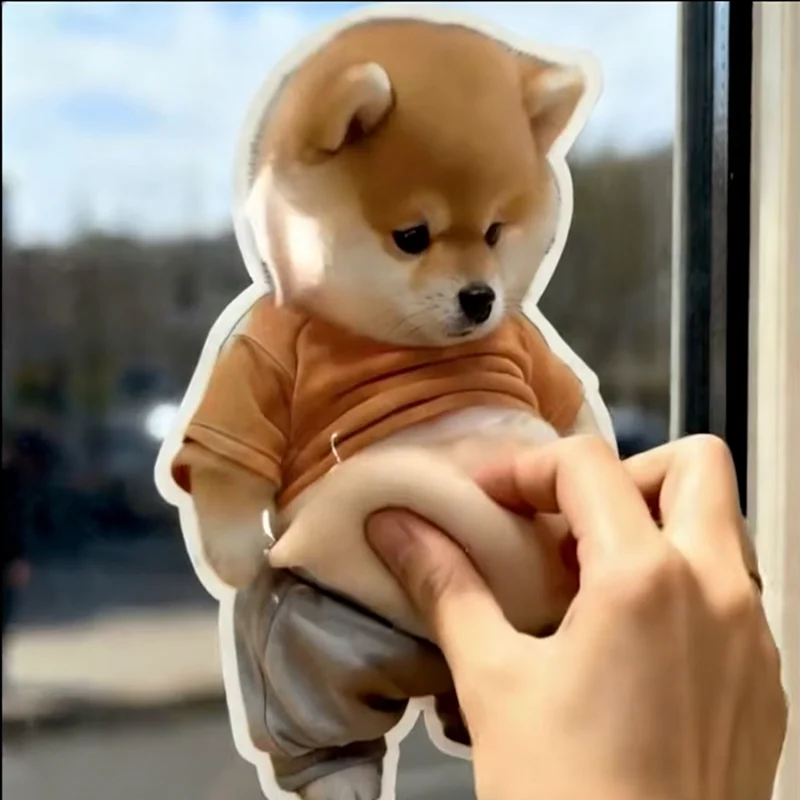 Puppy big belly pinch music cute creative decompression toy little fat shiba dog car anti-collision sticker