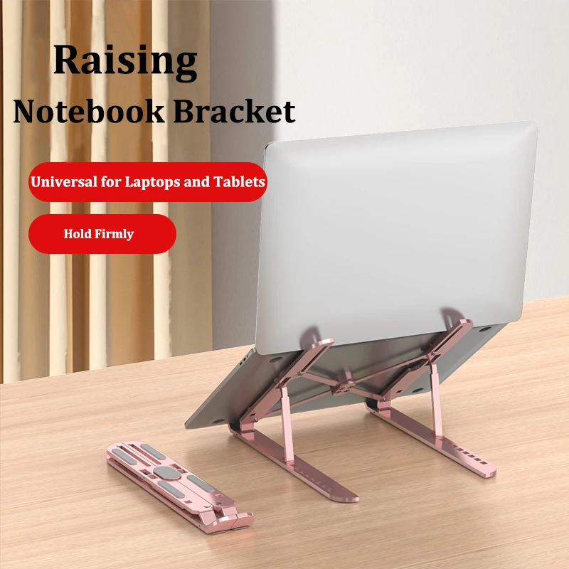 Laptop Bracket Foldable Aluminum Notebook Stand Portable Pink Raising Heat Dissipation Laptop Computer Stand Holder Accessories