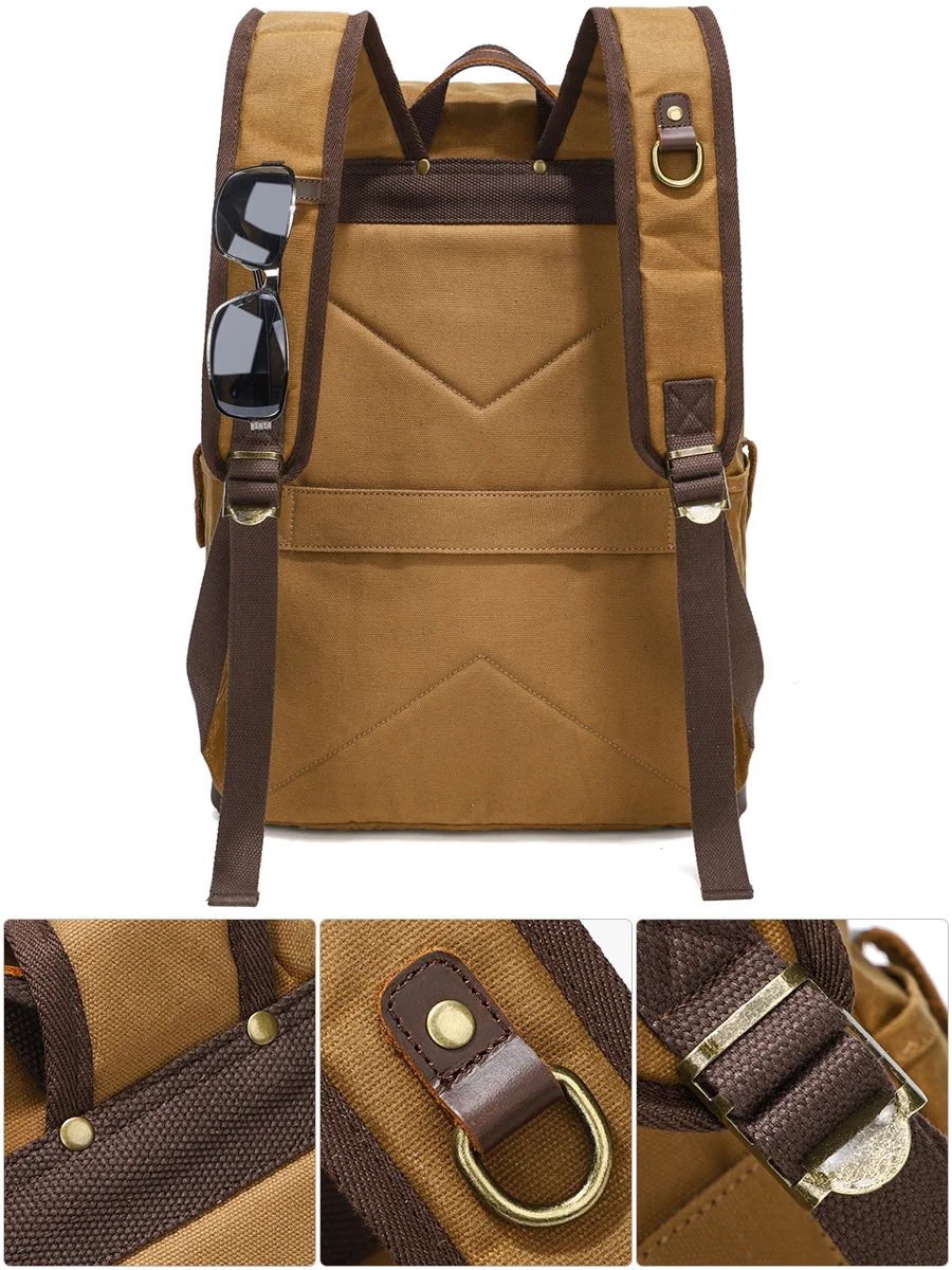 mochila hombre mochilas Schwarzer Herrenrucksack – TravelHerrentasche Markentasche Leder Doppelte Schulter Canvas Große Tasche für Männer Bolsa