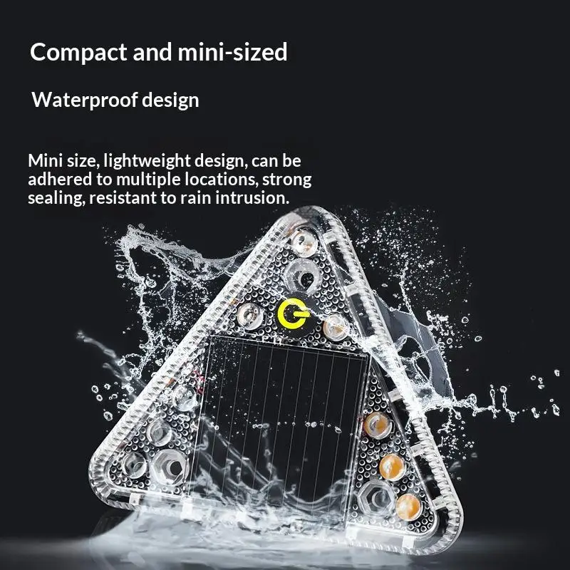 New LED Solar Warning Light Anti Collision Truck Tail Flashing Light Touch Switch Wireless Strobe Triangle Lamp Tail Light