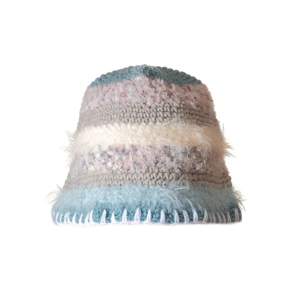 قبعة محبوكة يدوية حلوة من الصوف بشرابة لحماية الأذن قبعة دافئة مقاومة للرياح للخريف والشتاء