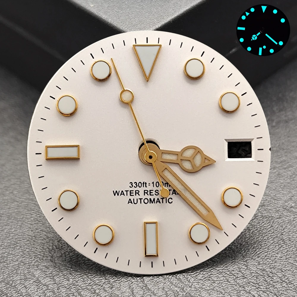 28.5MM Watch Dial Blue Green Luminous Single Date Fit NH34 NH35 NH36 Movement Custom Logo Watch Hands Accessory Watch Parts ﻿