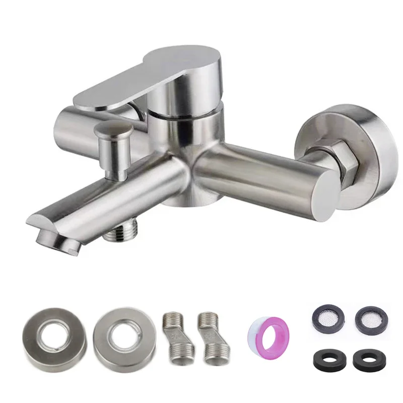 

Смеситель для душа из нержавеющей стали 304, настенный, с переключателем, для ванной комнаты, с керамическим картриджем, универсальный, для горячей и холодной воды