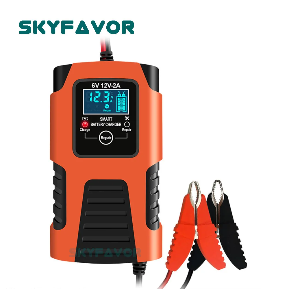 

Полностью автоматическое зарядное устройство для аккумуляторов 6В/12В, 2А, для свинцово-кислотных батарей, умное зарядное устройство для мотоциклов, подзарядное устройство, зарядное устройство для поддержания заряда