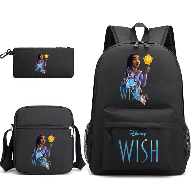 

3pcs Disney Wish Backpacks Schoolbags Pencil Case Shoulder Bags Backpack Boys Girls School Bags Sets