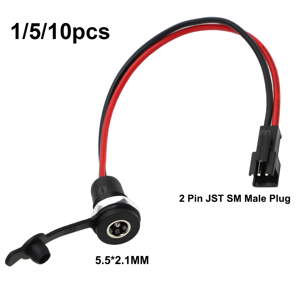

1/5/10pcs DC 5.5 * 2.1mm Power Socket Female Panel Mount To 2Pin JST SM Male Plug 5.5X2.1MM Connector Cable for Electric Scooter
