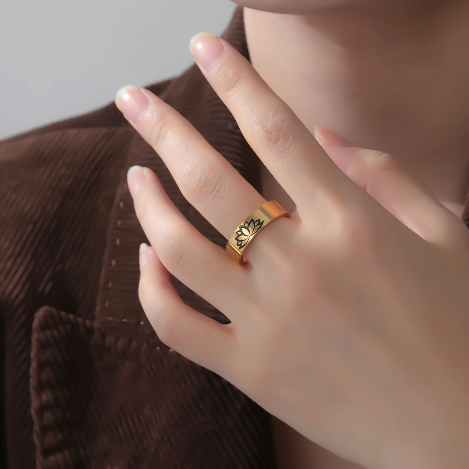 Lotus Yoga Just Breath Rings for Women Men Stainless Steel Jewelry Meditation Finger Rings Birthday Gift 2026 Wholesale New