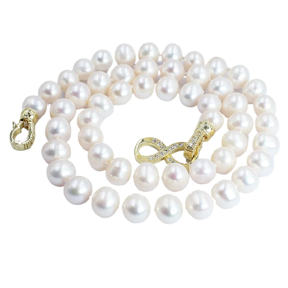 

AAA 8-9MM 17inch Elegant White Natural Freshwater Pearl Beads Choker Clavicle Chain Necklace