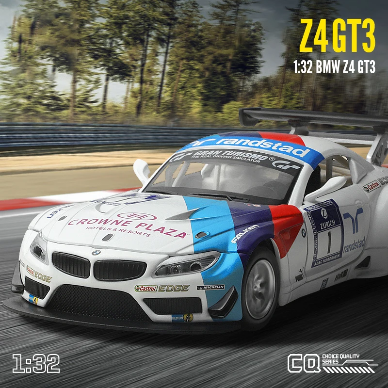 

Модель спортивного автомобиля в масштабе 1:32 BMW Z4 GT3 из сплава, литой звук, Супер гоночный подъемный хвост, популярный автомобиль, колесо для детей, подарки