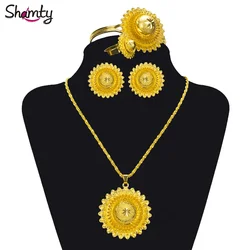 Shamty Habesha Style Ethiopian Bridal Jewelry Sets Women Trendy Pure Gold Color African Wedding Original Item A30027