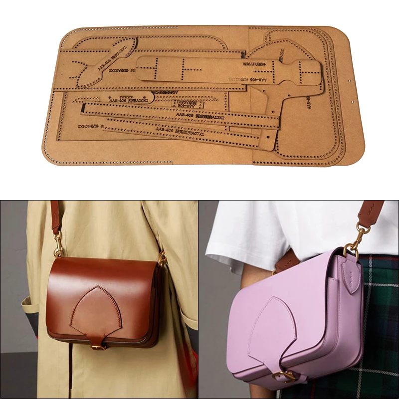 DIY Handmade Messenger Bag Kraft Paper Template Leather Craft Bag Sewing Template 16x21x6cm