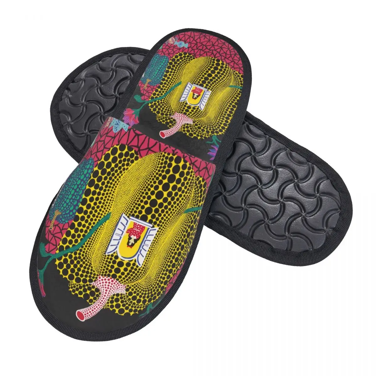 Custom Yayoi Kusama Abstract Painting Soft Memory Foam House Slippers Women Cozy Warm Anti-skid Sole Slipper