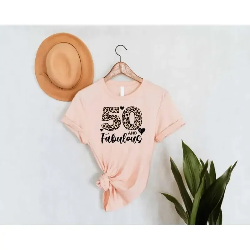 50th Birthday T Shirt 50 and Fabulous For Women Mom Best Friend Party