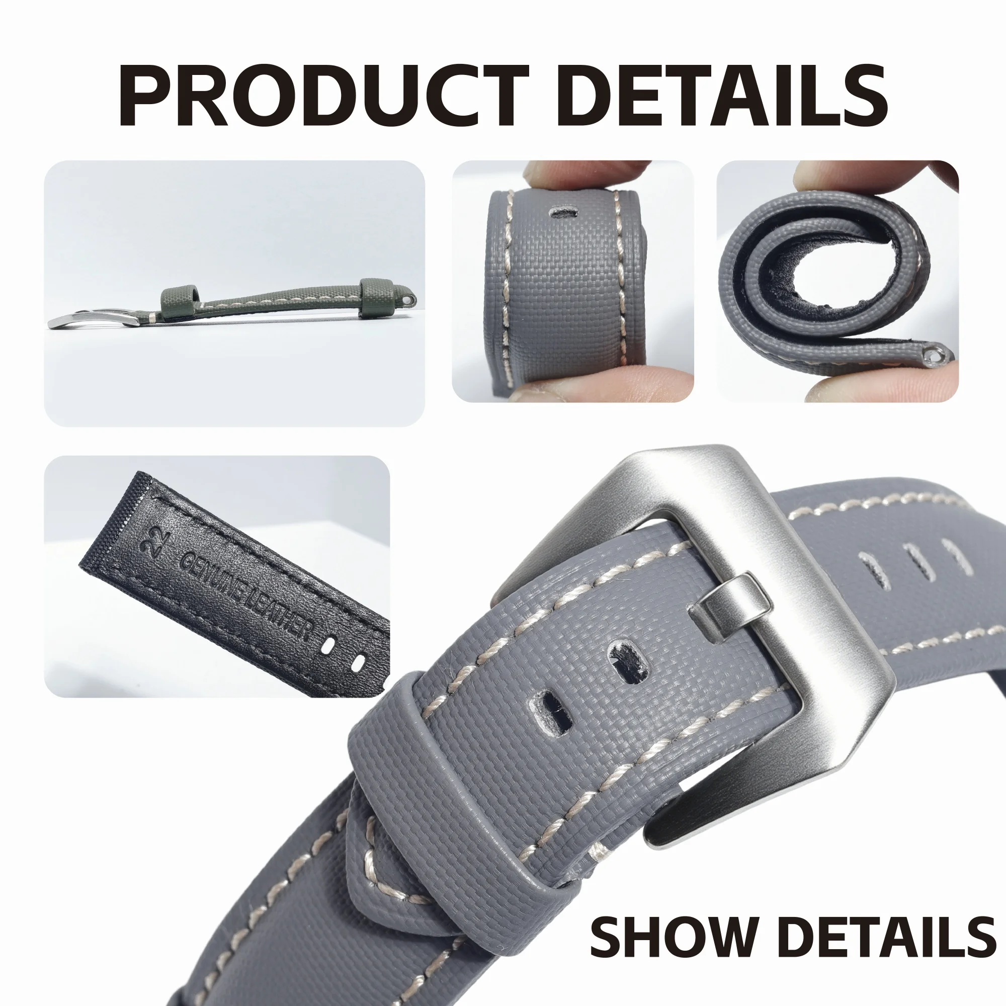 Premium 20mm 22mm 24mm 26mm Premium Sailcloth Watch Straps for Panerai PAM441 359 111 Canvas Nylon Leather Men Bracelet 1