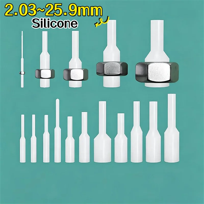 2.03mm~25.9mm High Temperature Through-hole White Silicone Round Shank Rubber Plugs Sealed Plug Nut Screw Thread Seal Cap