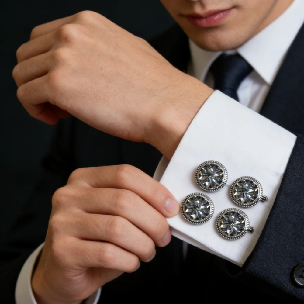 

10 pieces/large rhinestone clothing luxury buttons shiny metal flower design handle button sewing accessories DIY