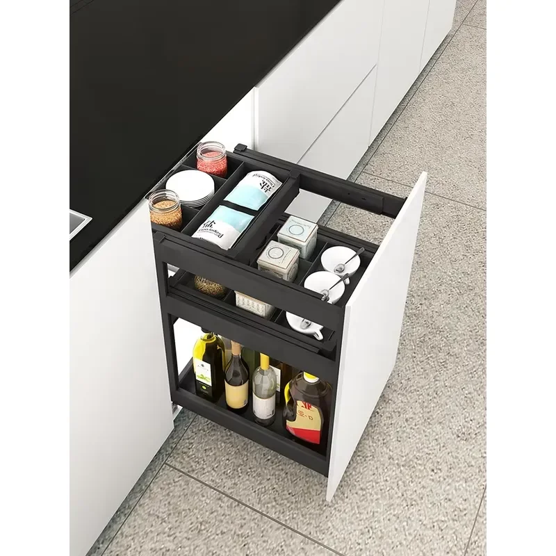 Modern Stainless Steel Kitchen Spice Rack Drawer Style Seasoning Organizer Chrome Plated Storage Box for Cabinet Countertop