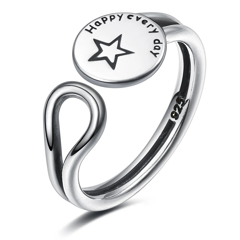 DAXI Silver Color  Retro Opening Ring  Fashion Finger Jewelry Bohemia For Women Men Punk Carved Ring Dainty  Jewlery Wholesale image 6