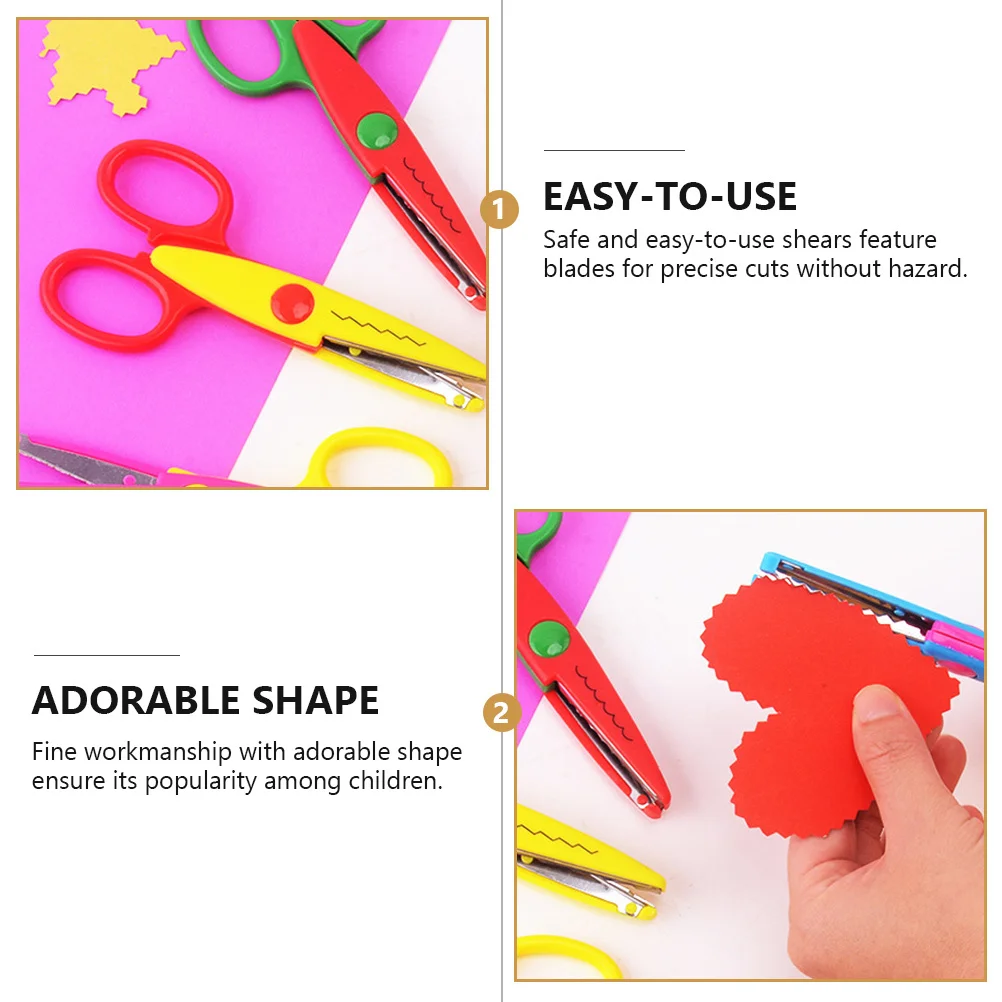 9 Uds. Tijeras creativas para bordado, tijeras artesanales de encaje hechas a mano, borde ondulado para álbum de recortes, corte de papel, aula segura para niños pequeños