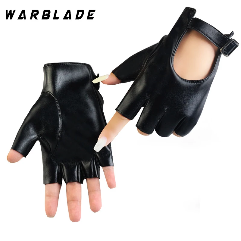 Women Halloween PU Leather Waterproof  Fingerless Gloves Female Half Finger Driving Cycling New Fashion Punk Gloves Dance Gloves