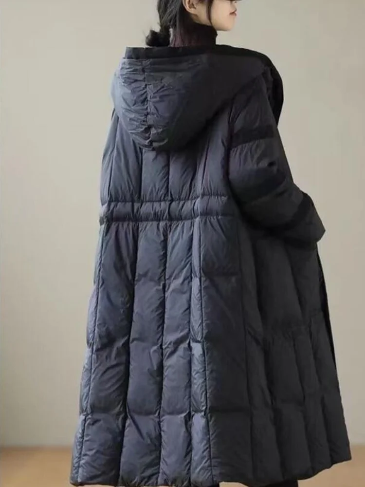 Hooded Medium-length Jacket, Fluffy Temperament, Light Luxury Parkas, Warm Coat, Thick Down Jacket, 90 Duck Down, Winter