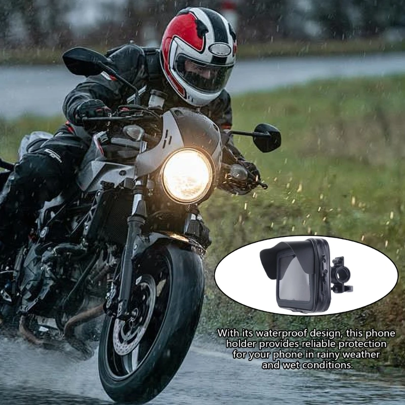 Kierownica motocykla uchwyt na telefon wodoodporna etui na telefon na motocykl z osłoną przeciwdeszczową 360 stopni — zdjęcie produktu 2