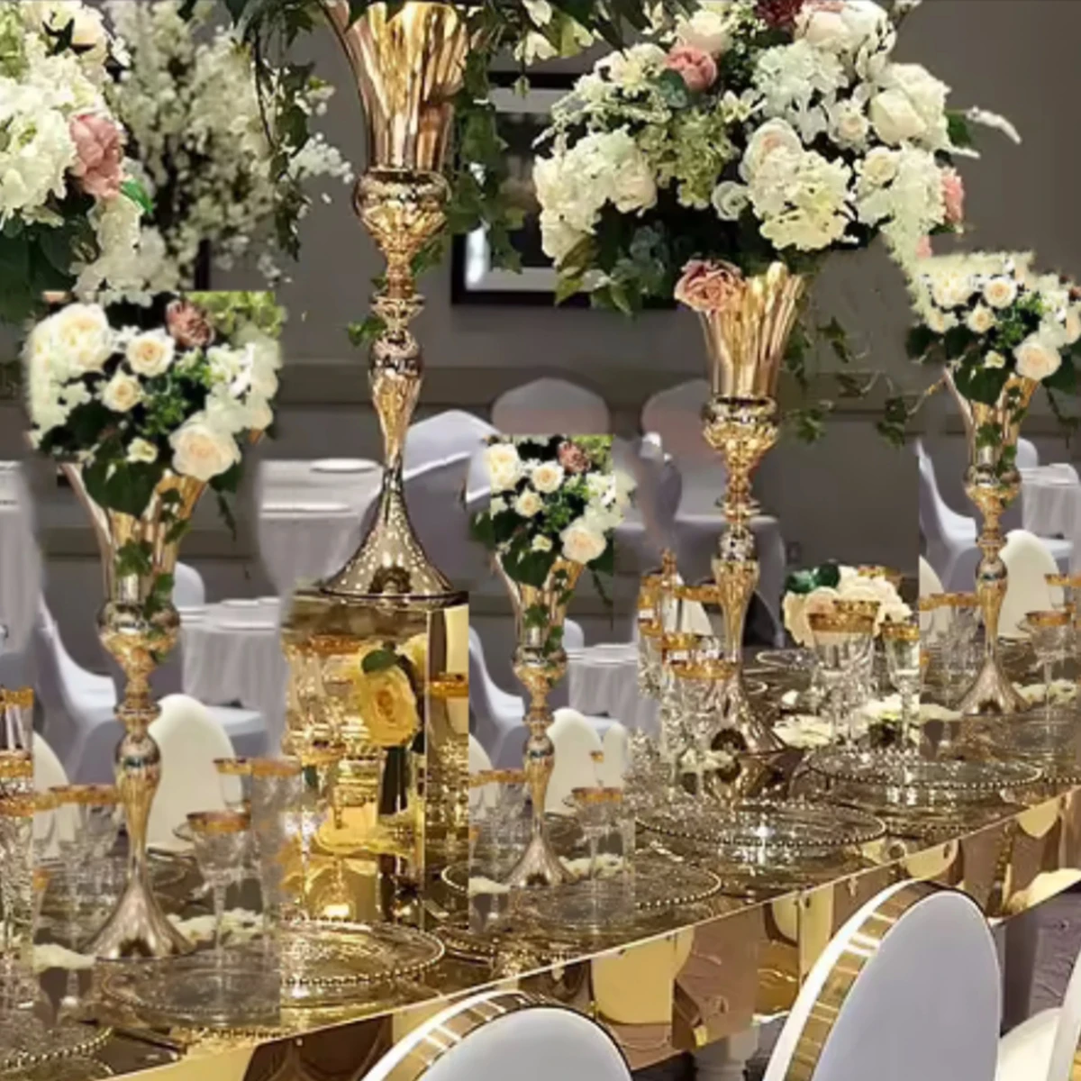 10pcs)50cm 115cm) Wedding Supplies Event Table Decoration Gold Metal floral aisle decor Stand Centerpiece For Wedding Table