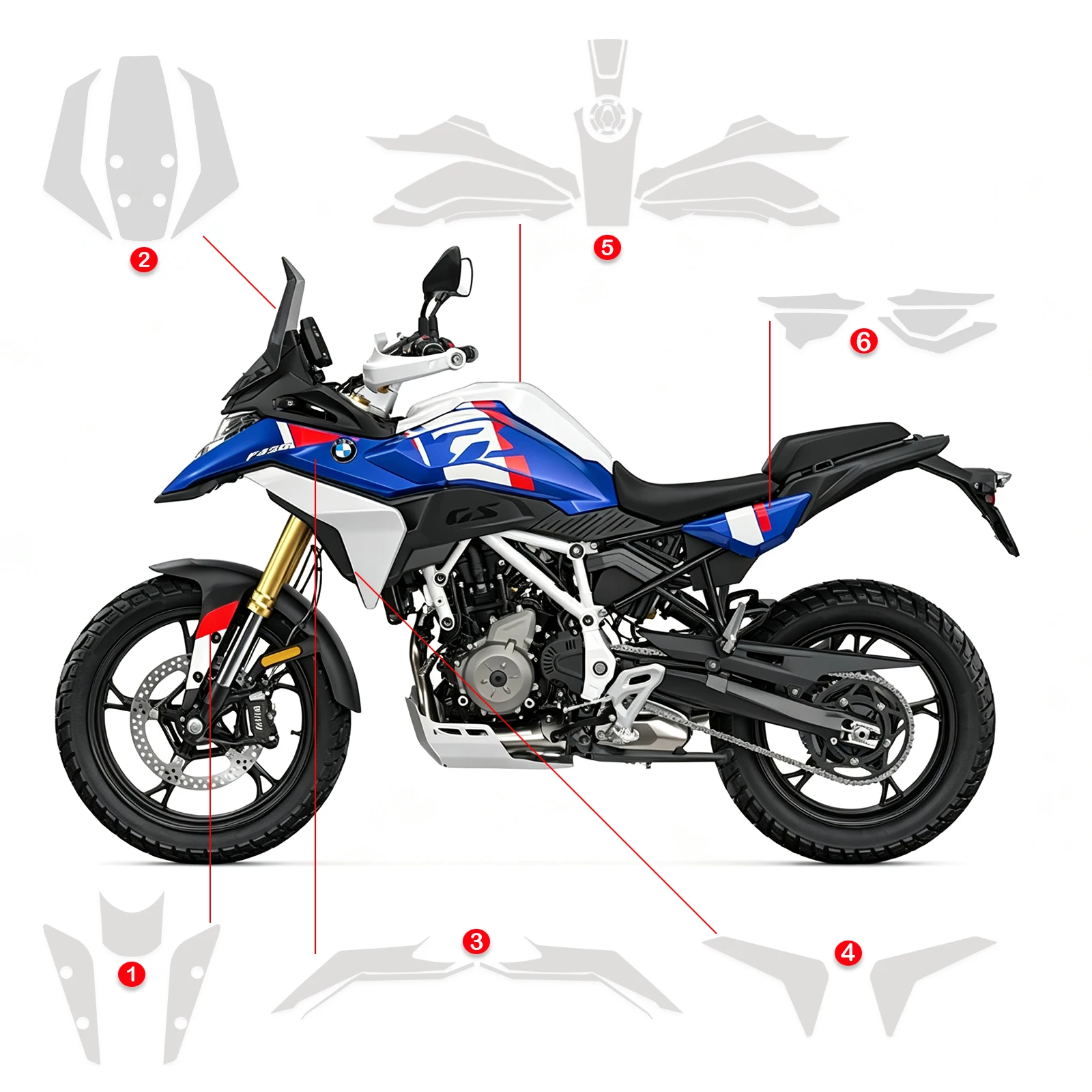 For BMW F450 GS Motorcycle Paint Protection Film Real Material TPU Anti-scratch Film Glossy Fuel Tank Protection F 450GS