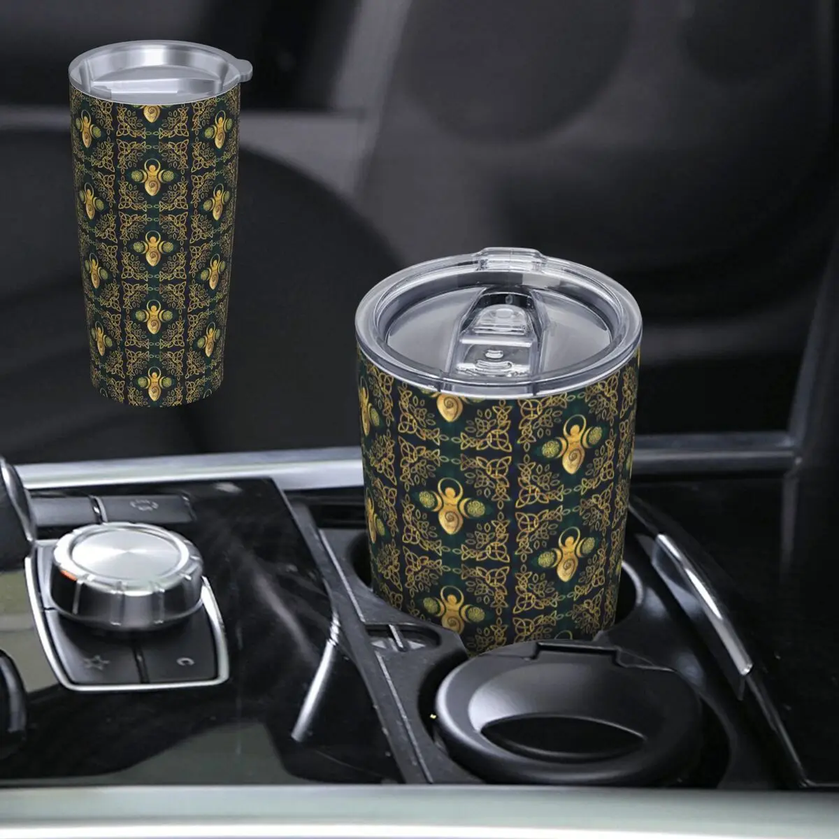 Triple Moon With Triskelion Pentagram Pagan Wiccan Stainless Steel Tumbler Vacuum Insulated Mugs Thermal Cold Cups With Lid 20oz