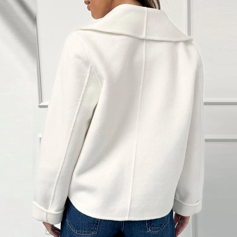 Mode High Street Einfarbig Oberbekleidung Neue 2025, Herbst frauen Revers Lange Ärmeln Casual Jacken Elegante Temperament Strickjacke