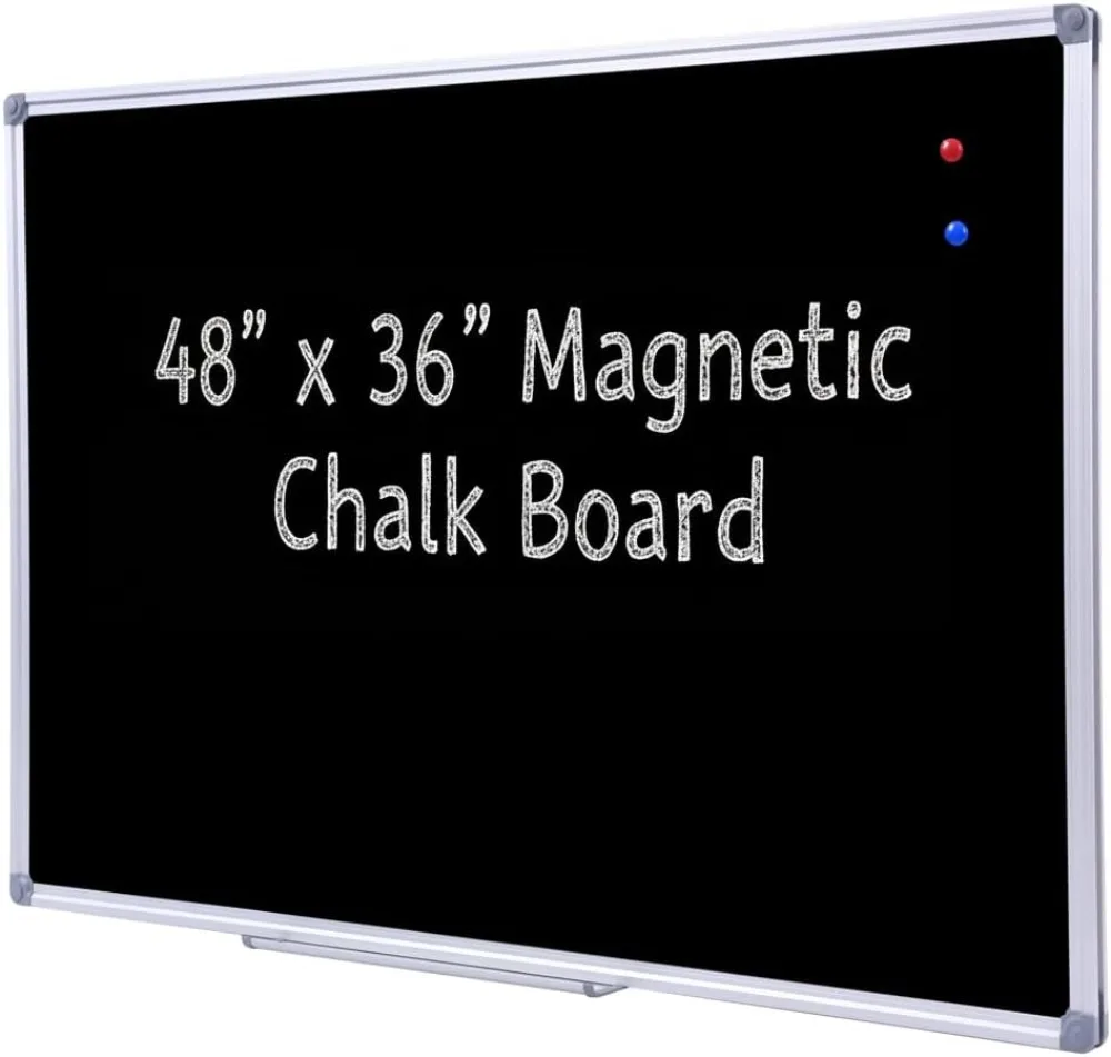 

Large 36x48 Inch Magnetic Chalkboard with Aluminum Frame and Marker Tray for Wall