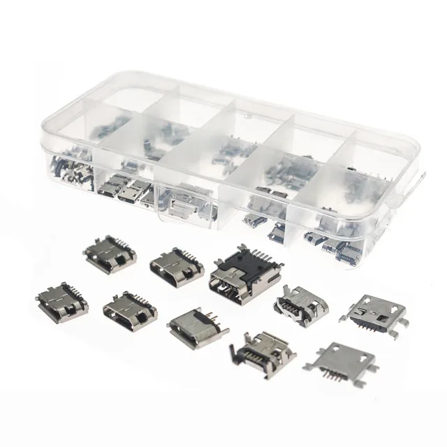 100 sztuk/zestaw 10 modeli Micro USB MINI usb żeńskie akcesoria do ładowania telefonu komórkowego z systemem Android złącze gniazdo Jack MP3/4/5