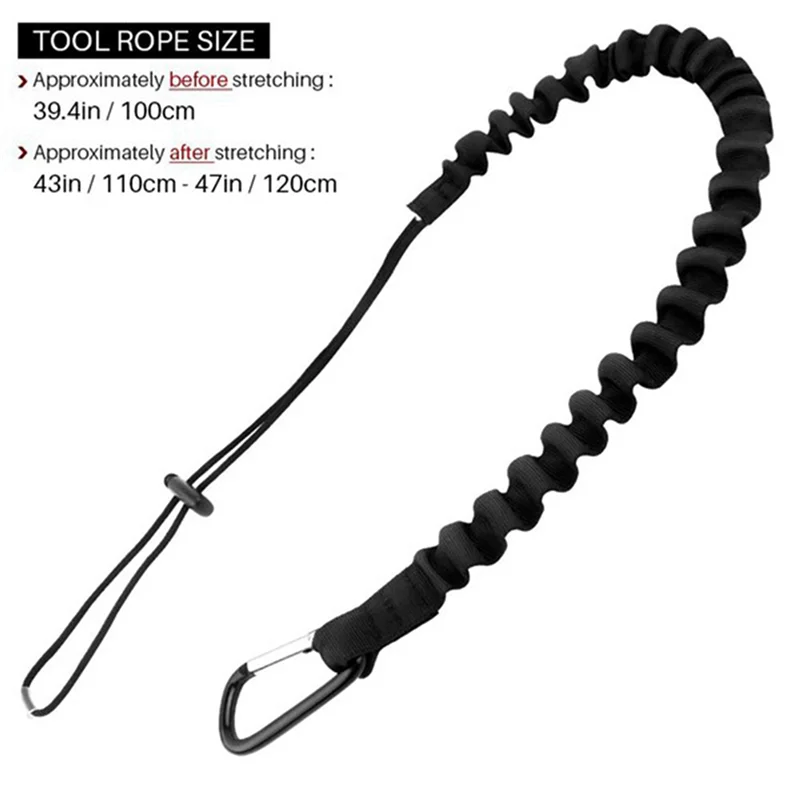

A64T-18 Pieces Tool Lanyard,Outdoor Tool Rope,High-Altitude Fall Prevention Safety Rope,Retractable Elastic Tool Rope,Black