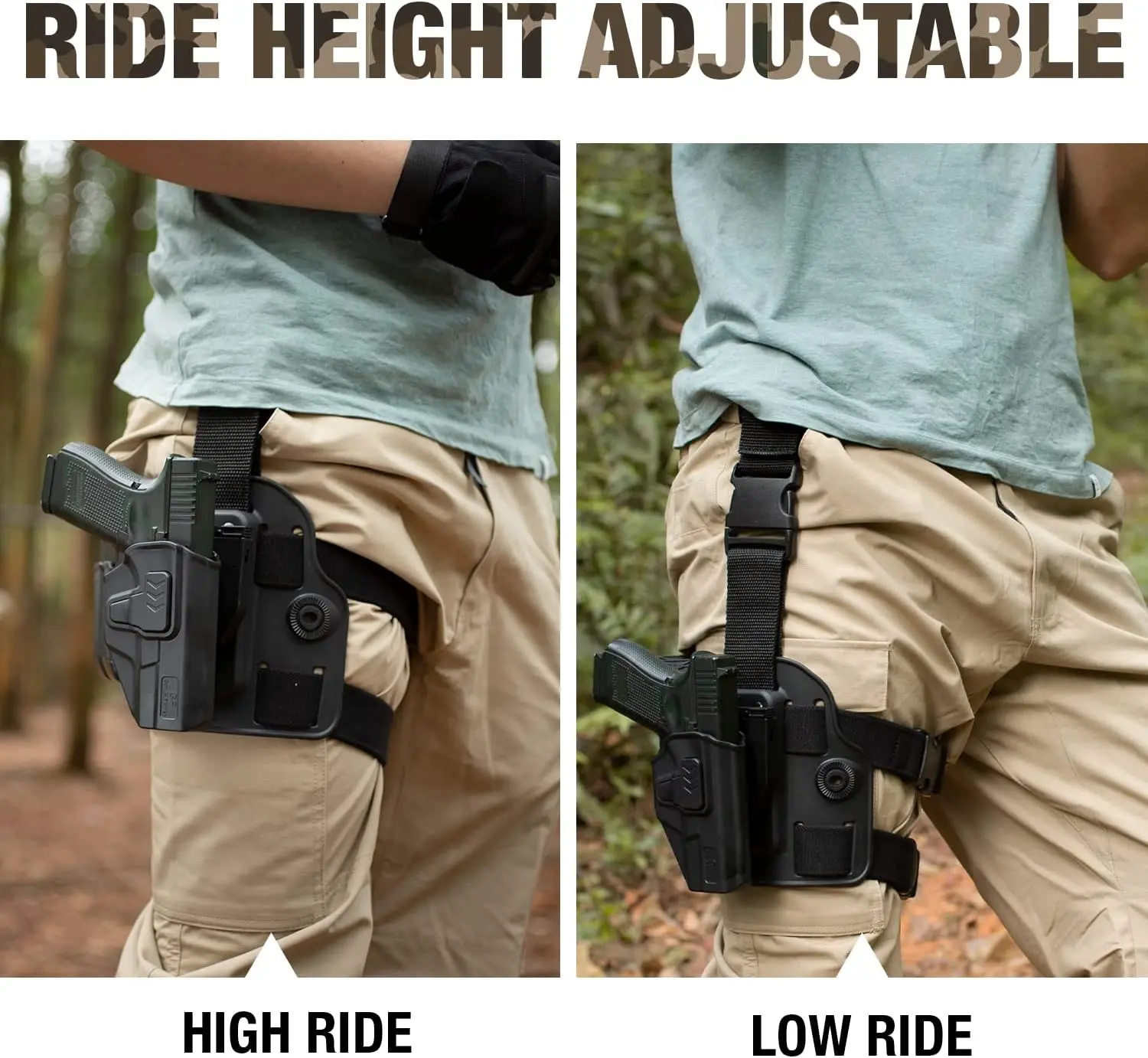 Sig P320 ドロップレッグホルスター、レベル II 保持人差し指リリース