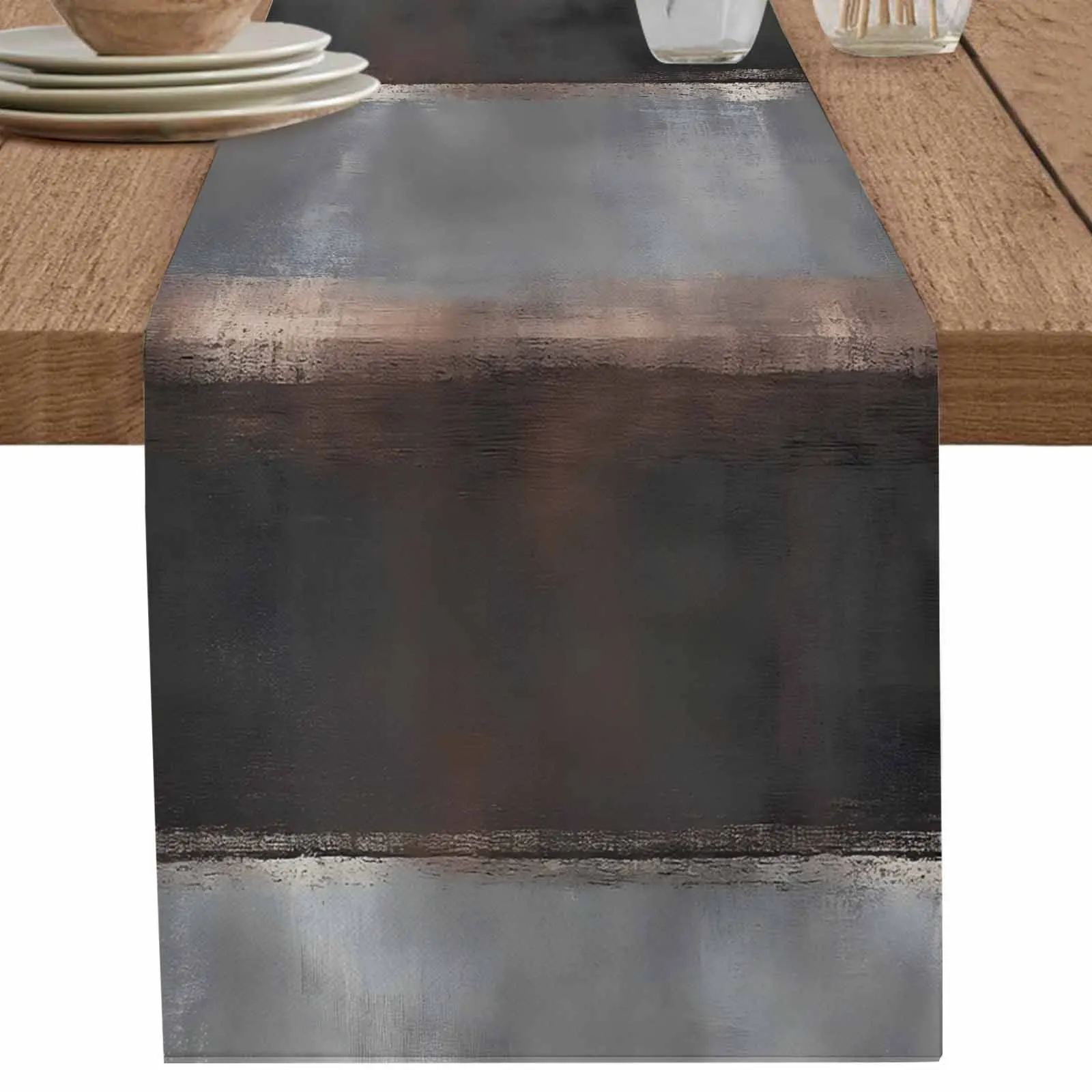 

Abstract Art Black Stripes Table Runner Cotton Linen Wedding Dinner Decor Table Flag Holiday Home Tea Table Decoration