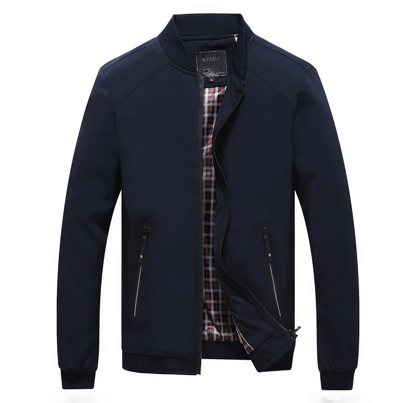 

Бесплатная доставка, новинка 2025, мужская хлопковая куртка, повседневная деловая куртка с воротником-стойкой на молнии, верхняя одежда, весенне-осеннее легкое мужское пальто