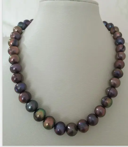 

stunning 9-10mm tahitian black red baroque pearl necklace 18INCH