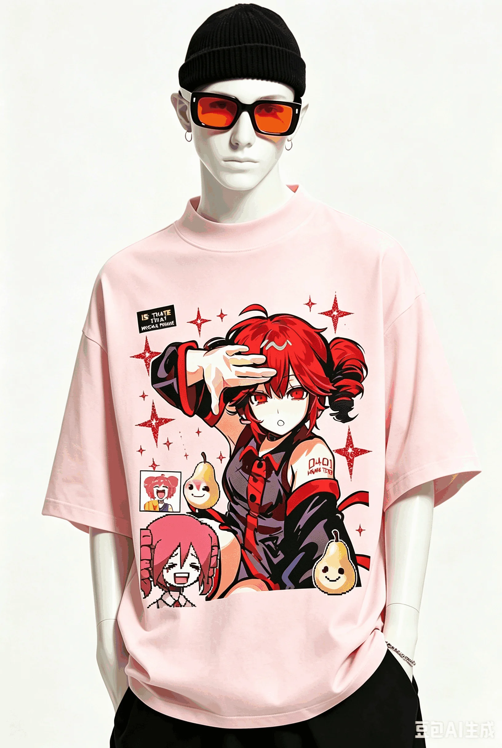 Kasane Teto Übergroßes Unisex-T-Shirt mit Grafikdruck und Rundhalsausschnitt für Männer und Frauen, hochwertige Y2k-Kurzarm-Streetwear aus weicher Baumwolle – Detail 10