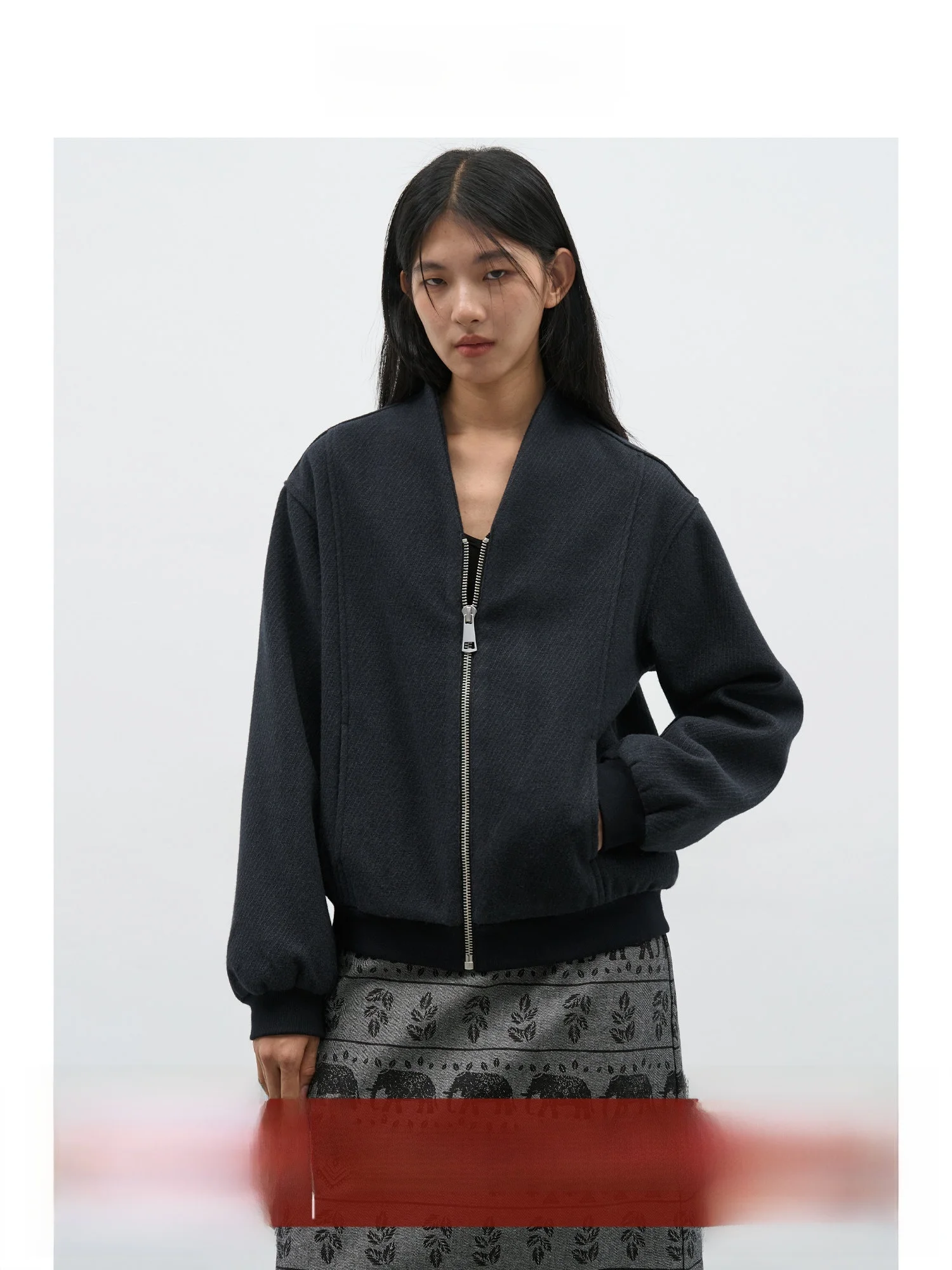 

EIGHTHMONTH Bla ort Woolen Jaet Women's Sensual Loose Slimming Retro Casual Coat Top Commute Sle Long Sve Stand Co...