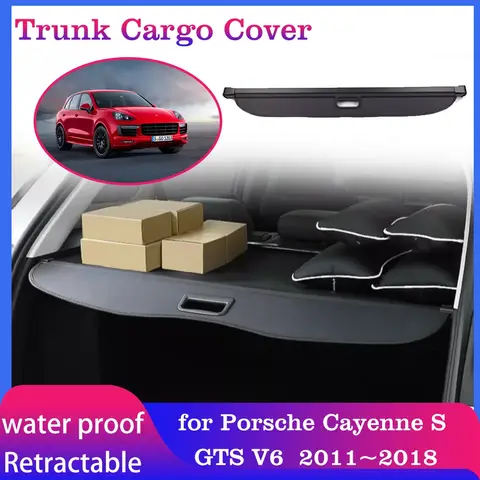자동차 트렁크 카고 커버, 포르쉐 카이엔 S GTS V6 2011 ~ 2018 2012 2013 2014 2015 2016 2017 스토리지 러기지 커튼 트레이, 보안 차폐 쉐이드 액세서리