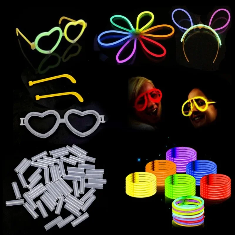 10Pcs Luminescent Stick Connectors Multi-shape Molds for Bending Bracelets Necklace DIY Colorful Glowing Stick Party Supplies