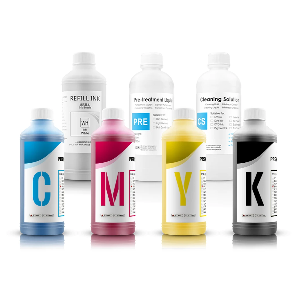 DTG Ink 500ml For Brother GT3 GT-341 GT361 GT381 GT541 GT782 Printer Textile Ink Direct To Garment Ink High Quality White Ink