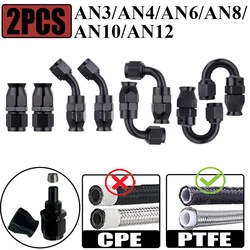 2X 3AN 4AN 6AN 8AN 10AN 12AN Straight 0 45 90 180 Degree Swivel Hose End Fittings Adapter For PTFE E85 Oil Fuel Gas Line Black