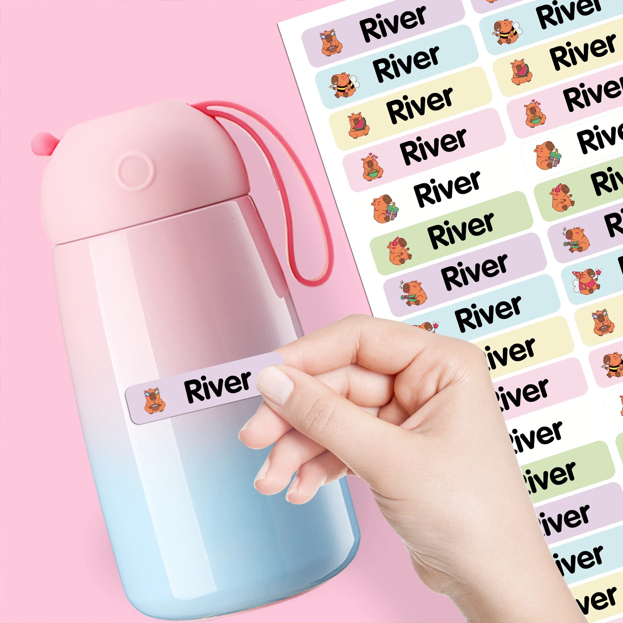 84/126pcs Capybara Scrapbook Stickers Pencil Tag Customized Label Textbook Stickers For Office Supplies, Water Bottle Stickers