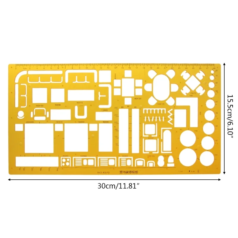 Plantilla de dibujo multiusos, herramienta de diseño de interiores de casa y muebles, reglas de piezas, 1 unidad